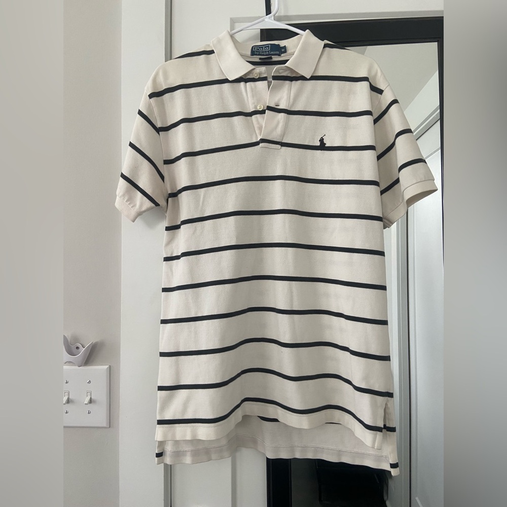 Polo by Ralph Lauren Men's White Striped Shirt size medium